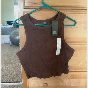 BRAND NEW WITH TAGS Brown Ribbed Crop Top